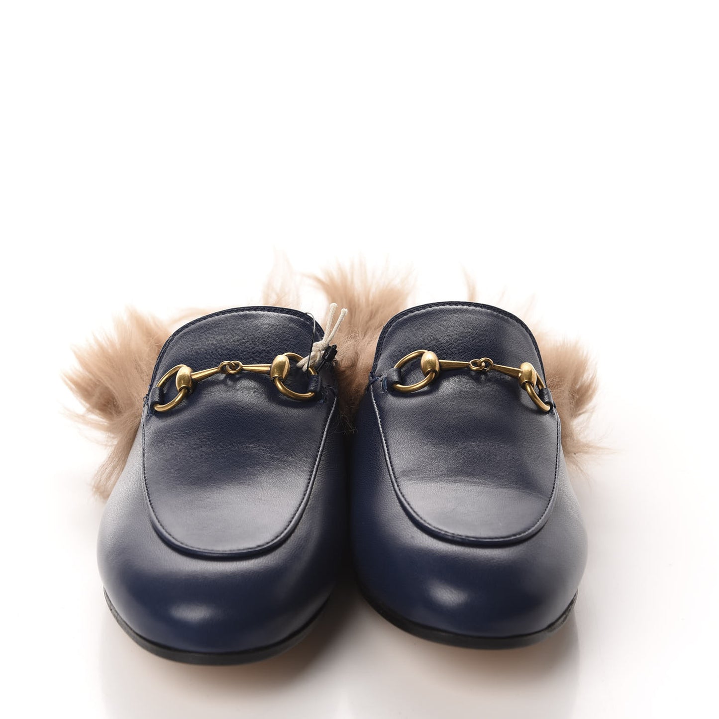 Malaga Kid Fur Womens Princetown Slippers 36.5 Blue Agata