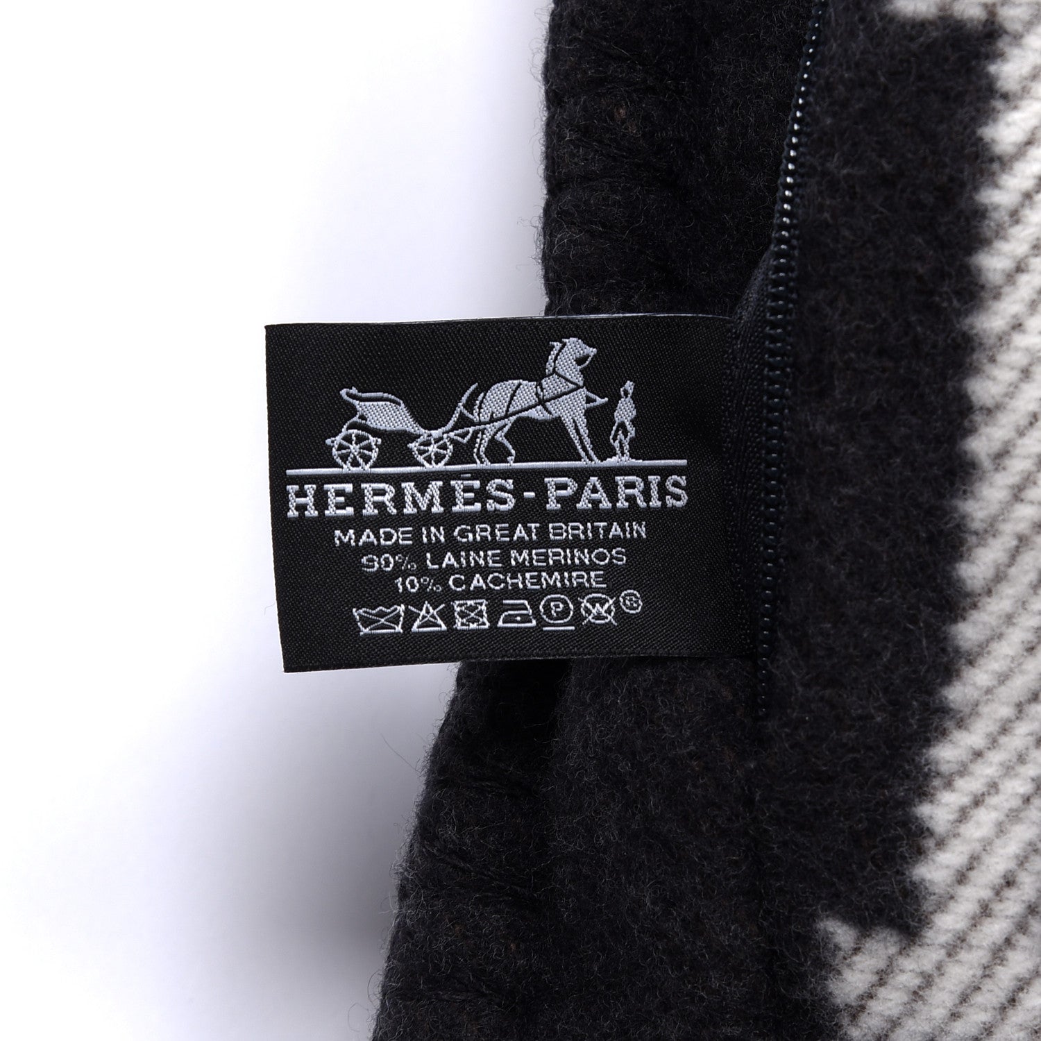 Hermes Wool Cashmere Avalon Pillow PM Ecru Gris Fonce 3 of 3