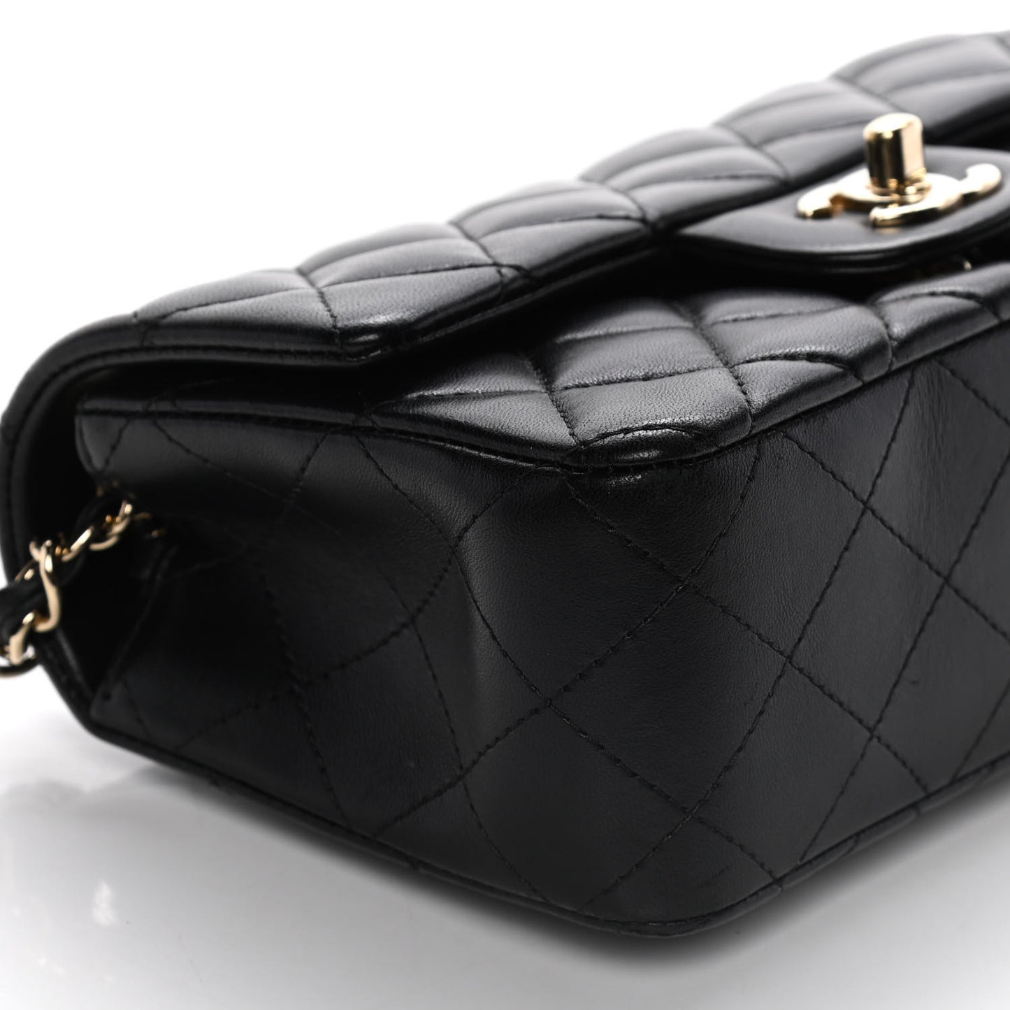 Lambskin Quilted Mini Rectangular Flap Black