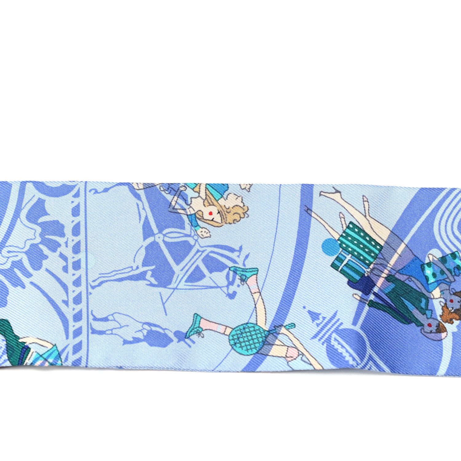 Hermes Silk Ex-Libris Les Parisiennes Twilly Ciel Turquoise Lavender 3 of 4