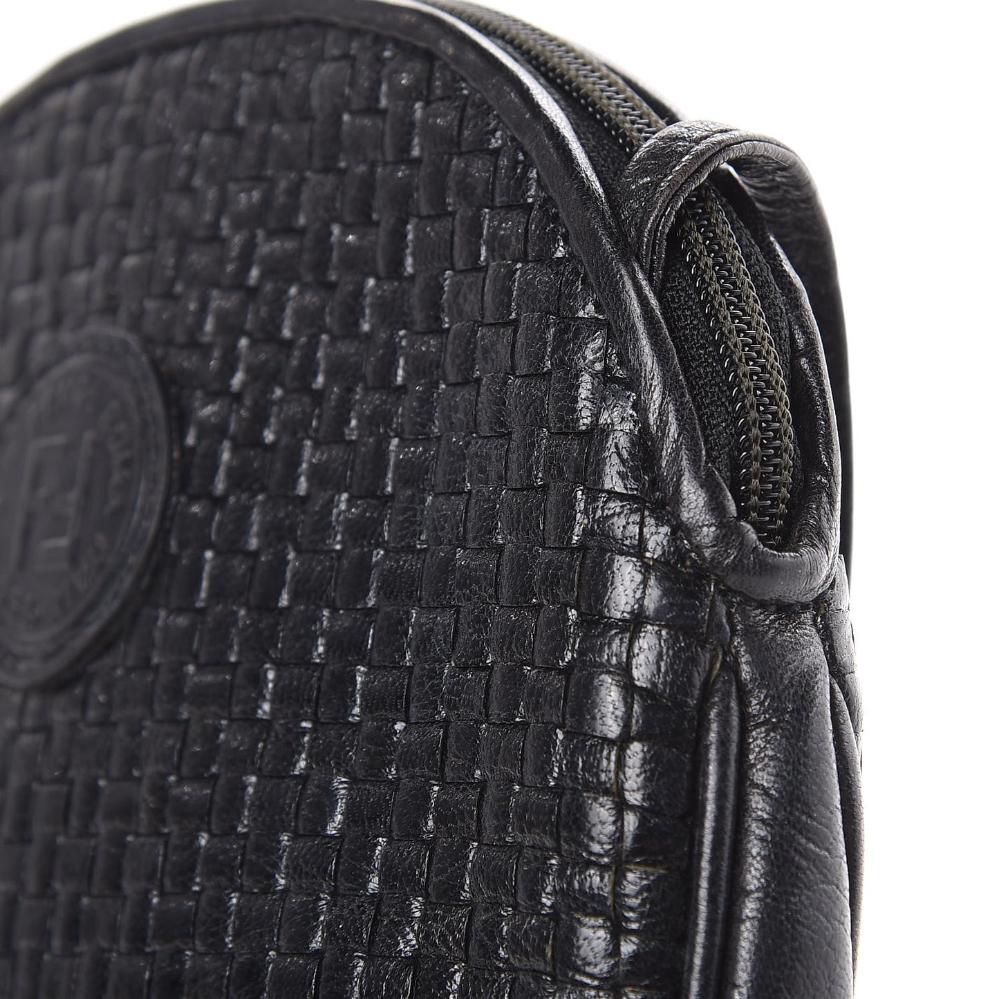 Calfskin Woven Crossbody Black