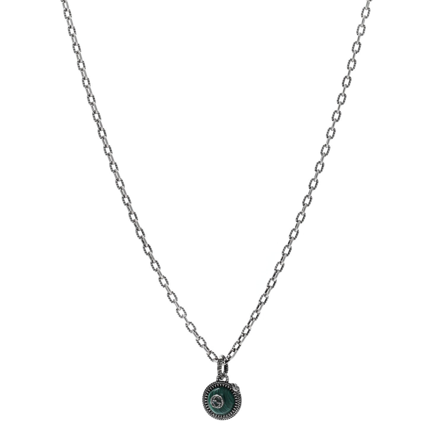 Gucci Sterling Silver Resin Garden GG Necklace Green 1 of 6