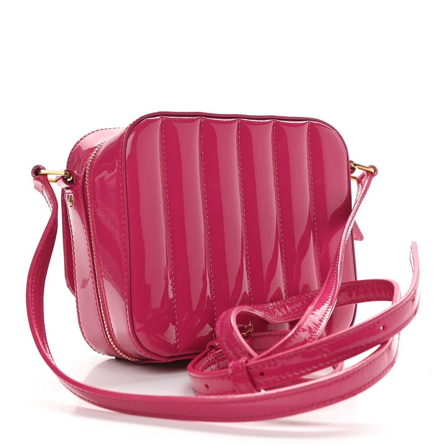 Patent Matelasse Monogram Toy Vicky Camera Bag Bubblegum