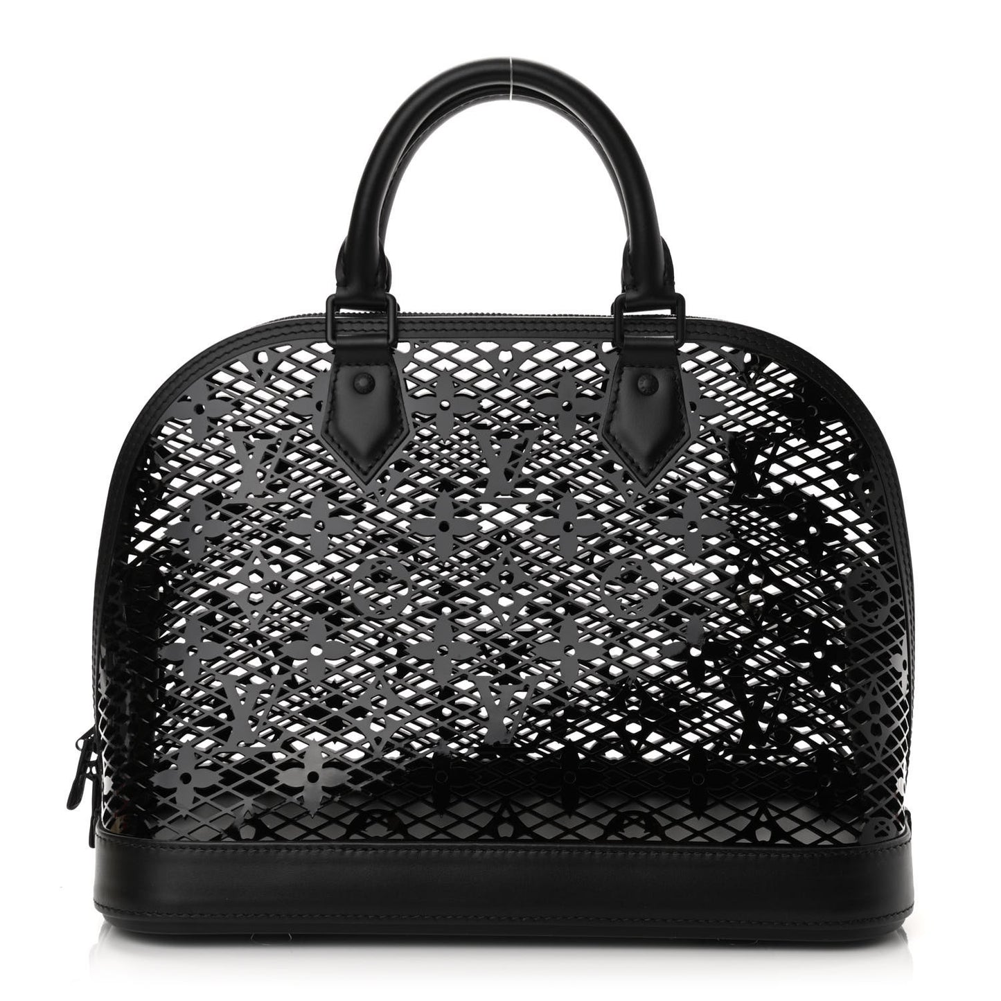 Patent Calfskin Laced Monogram Alma PM Black