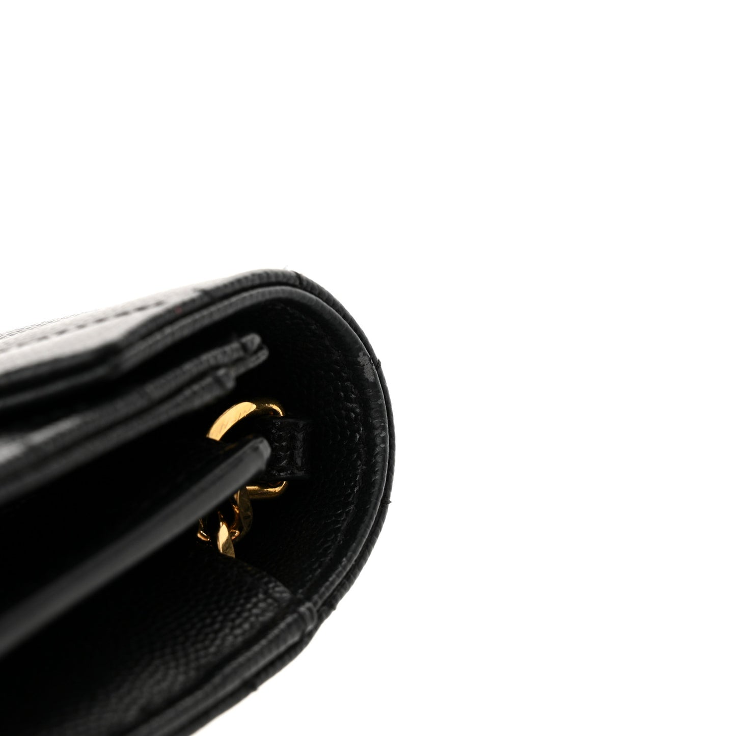 Grain De Poudre Matelasse Chevron Monogram Chain Wallet Black