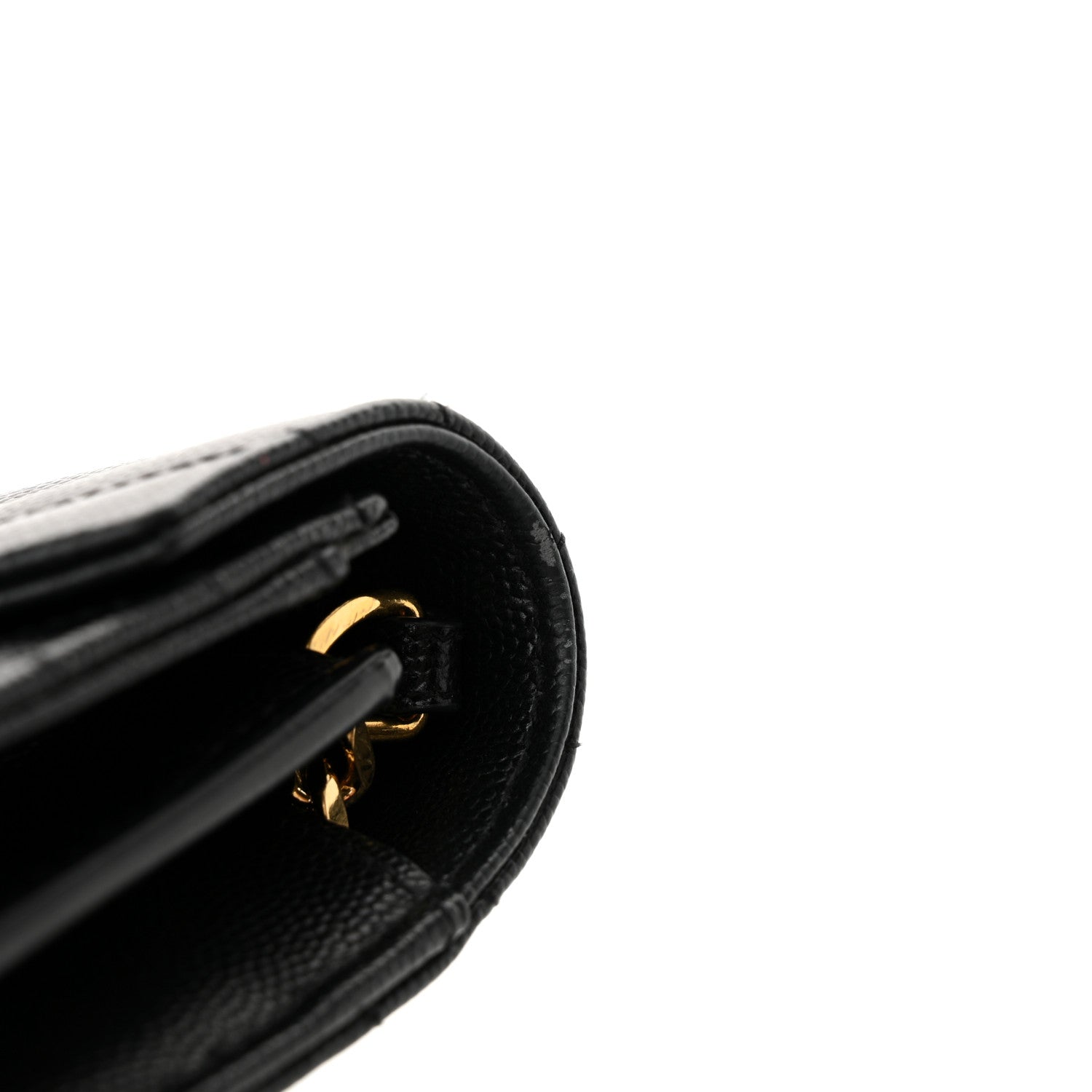 Saint Laurent Grain De Poudre Matelasse Chevron Monogram Chain Wallet Black 14 of 14