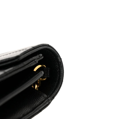 Saint Laurent Grain De Poudre Matelasse Chevron Monogram Chain Wallet Black 14 of 14