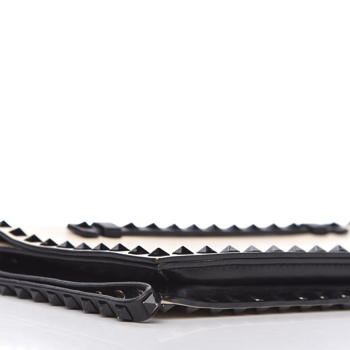 Nappa Rockstud Wristlet Clutch Black Light Ivory