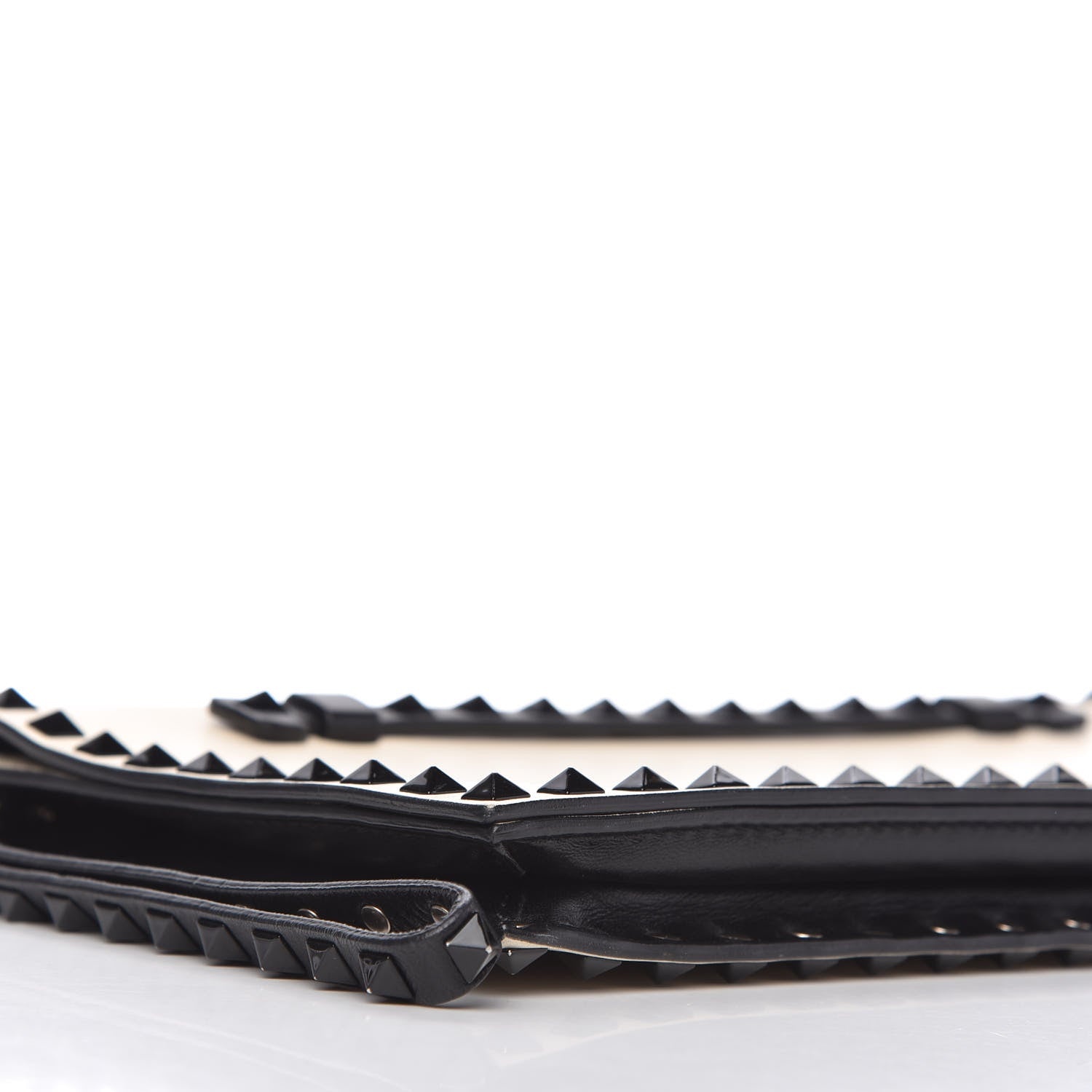 Valentino Garavani Nappa Rockstud Wristlet Clutch Black Light Ivory 6 of 9