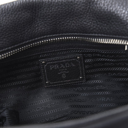 Prada Vitello Daino Embossed Logo Bowler Black 5 of 12