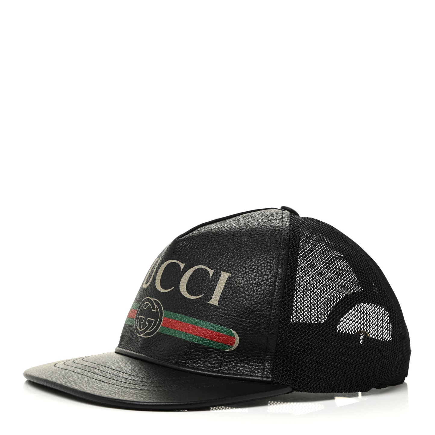 Grained Calfskin Logo Baseball Hat L Black