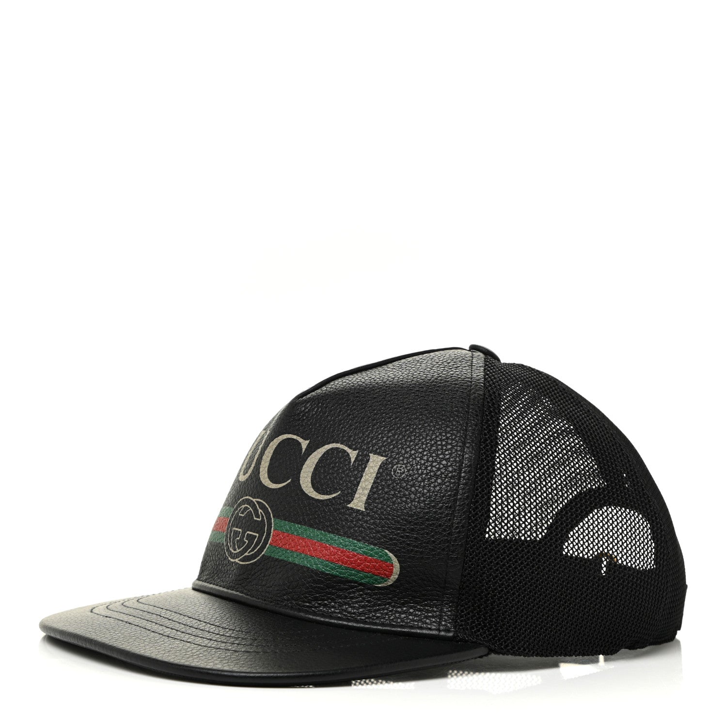 Gucci Grained Calfskin Logo Baseball Hat L Black 1 of 6