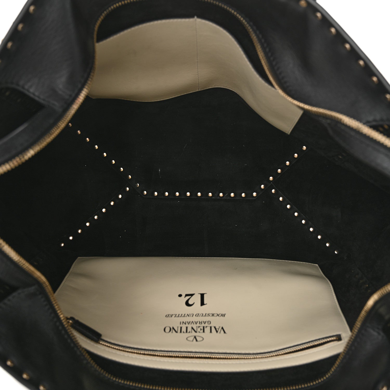 Valentino Garavani Vitello Large Rockstud Tote Black 5 of 10