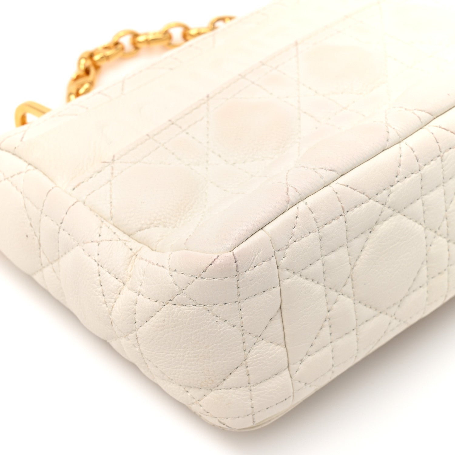 Christian Dior Grained Calfskin Cannage Small Caro Bag White 12 of 14