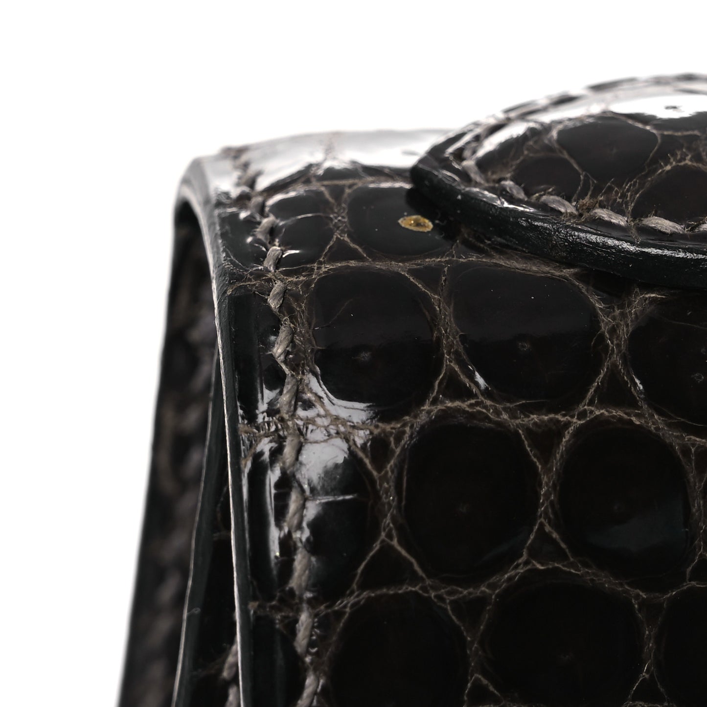 Shiny Porosus Crocodile Kelly Sellier 28 Gris Elephant