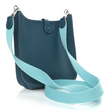 Hermes Taurillon Clemence Amazone Evelyne TPM Colvert Bleu Atoll 3 of 9