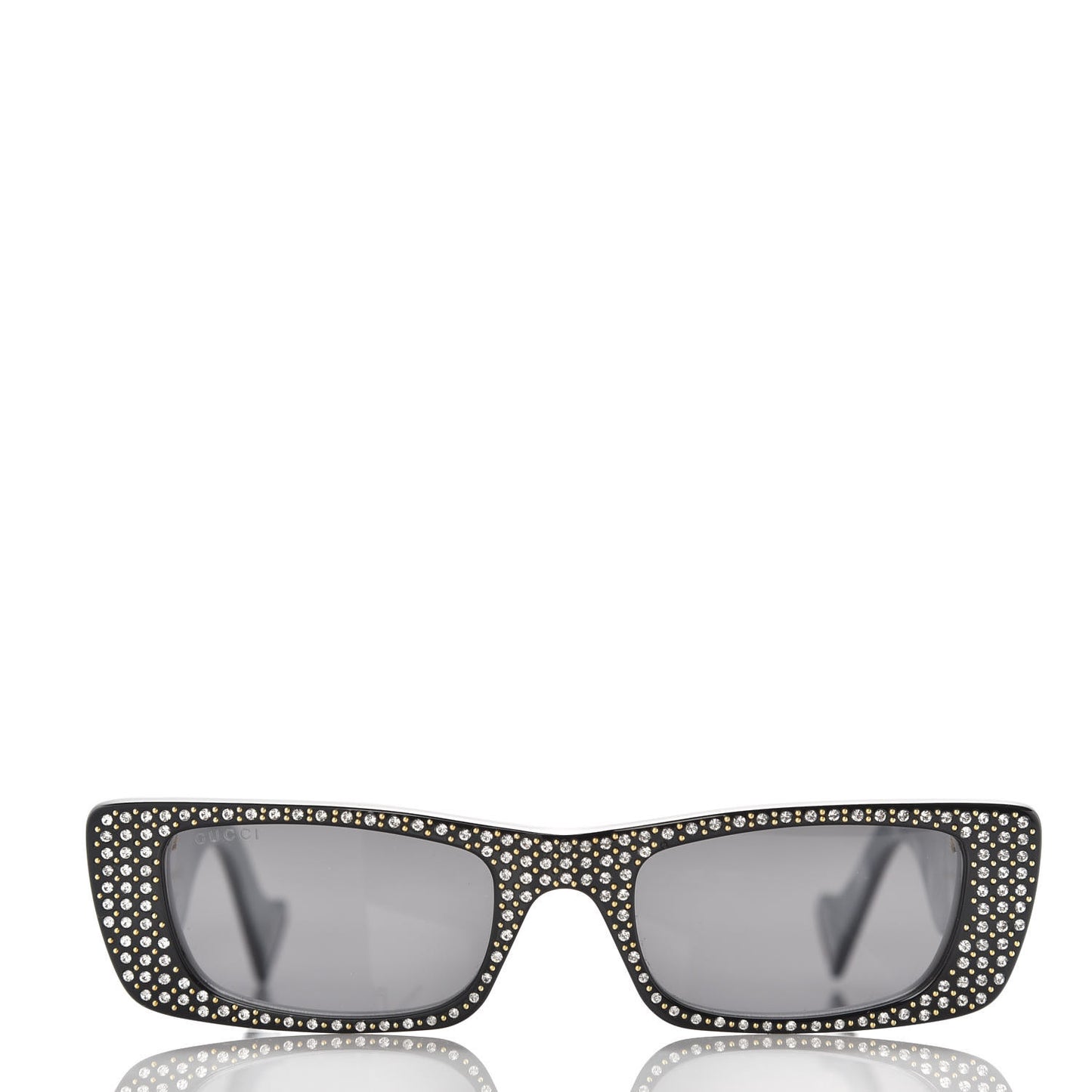 Acetate Rectangular Crystal Sunglasses GG0516S Black