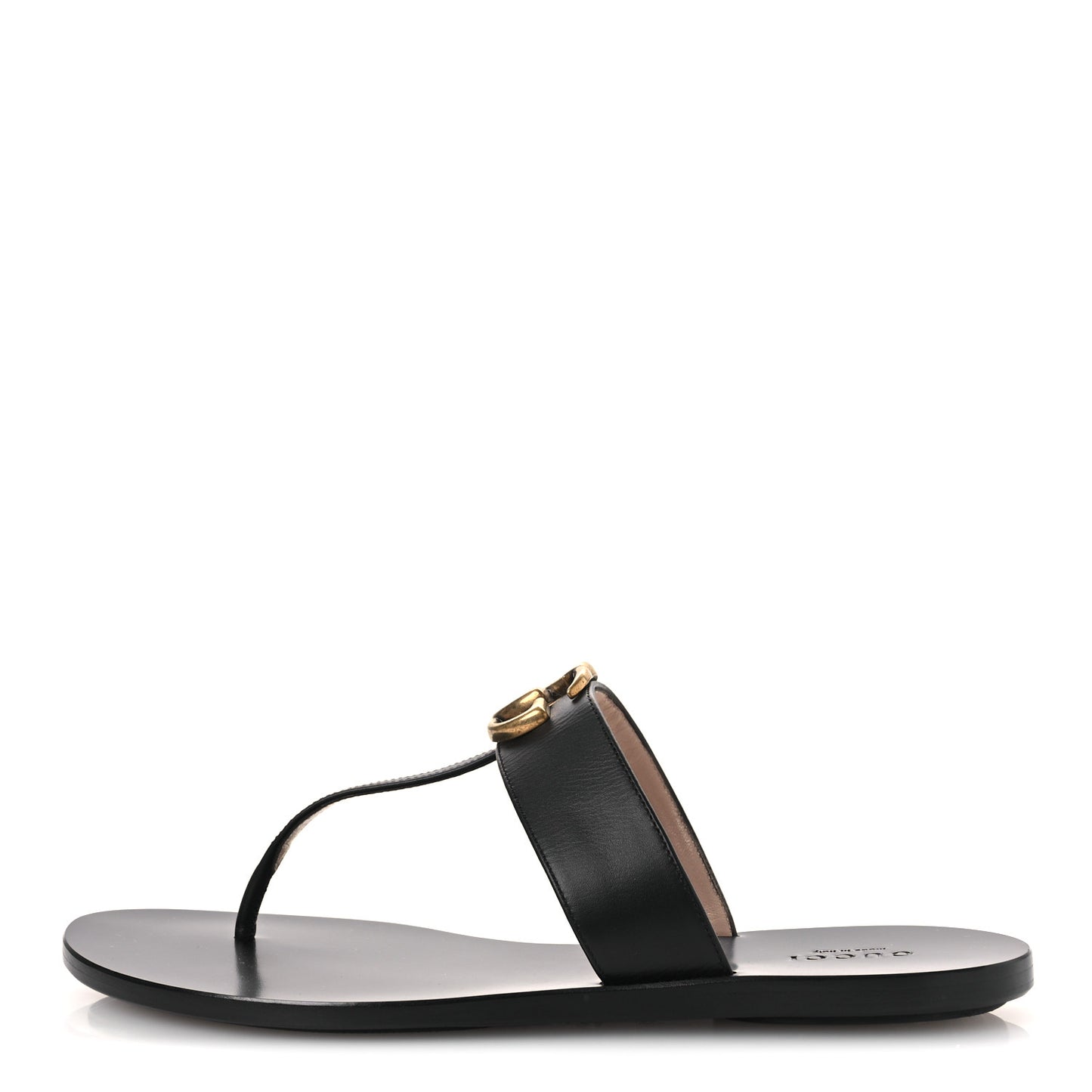 Calfskin GG Marmont Thong Sandals 38 Black