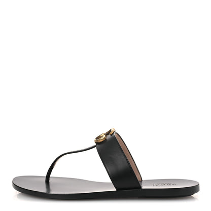 Gucci Calfskin GG Marmont Thong Sandals 38 Black 1 of 11