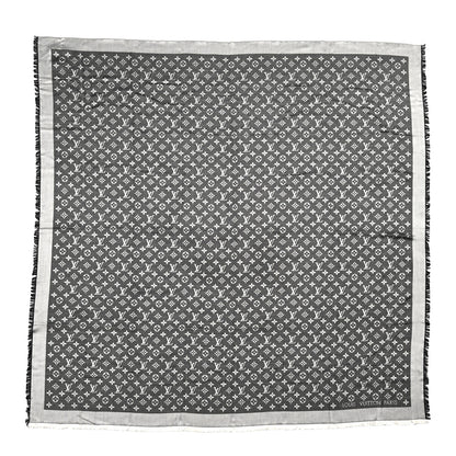 Louis Vuitton Wool Silk Monogram Denim Shawl Black 1 of 4