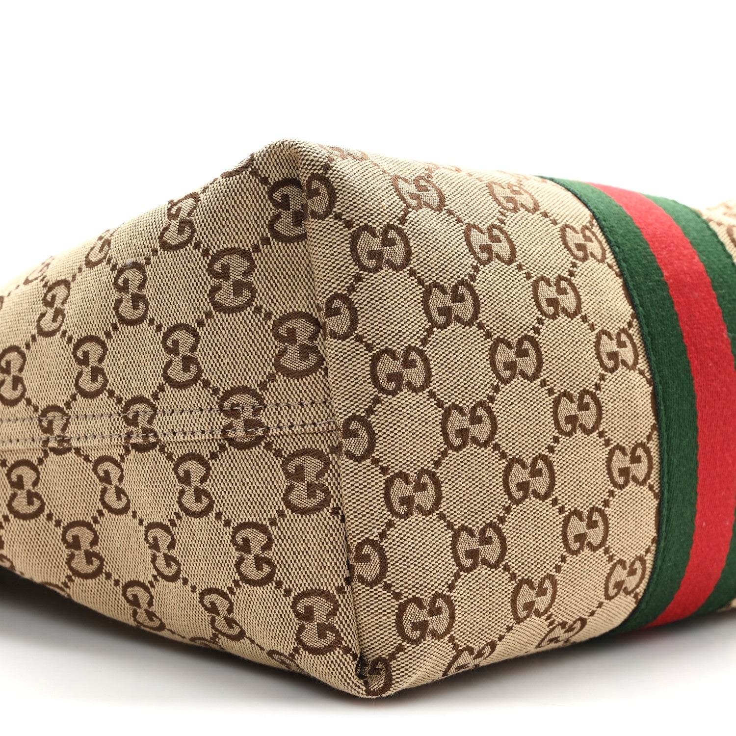 Gucci Monogram Web Small Giglio Tote Beige Dark Brown 9 of 10