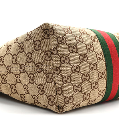 Gucci Monogram Web Small Giglio Tote Beige Dark Brown 9 of 10