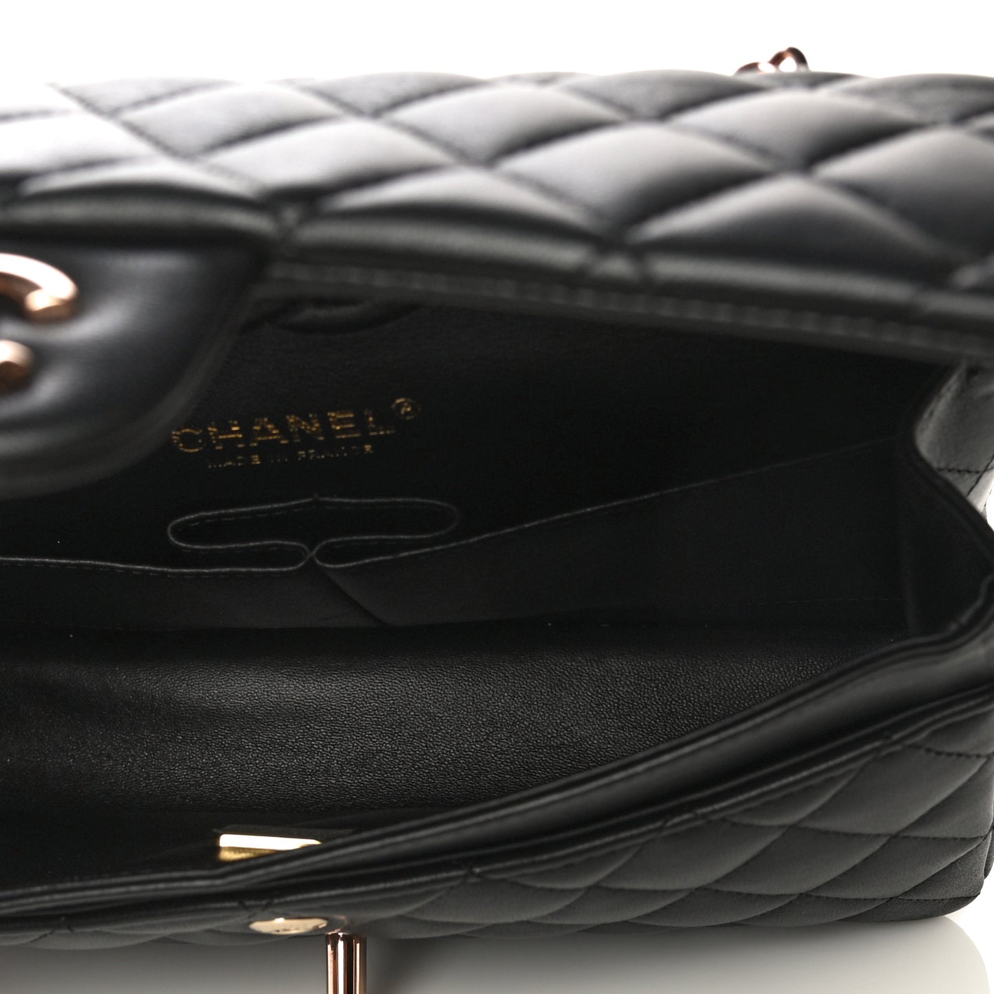 Lambskin Quilted Small Double Flap Black