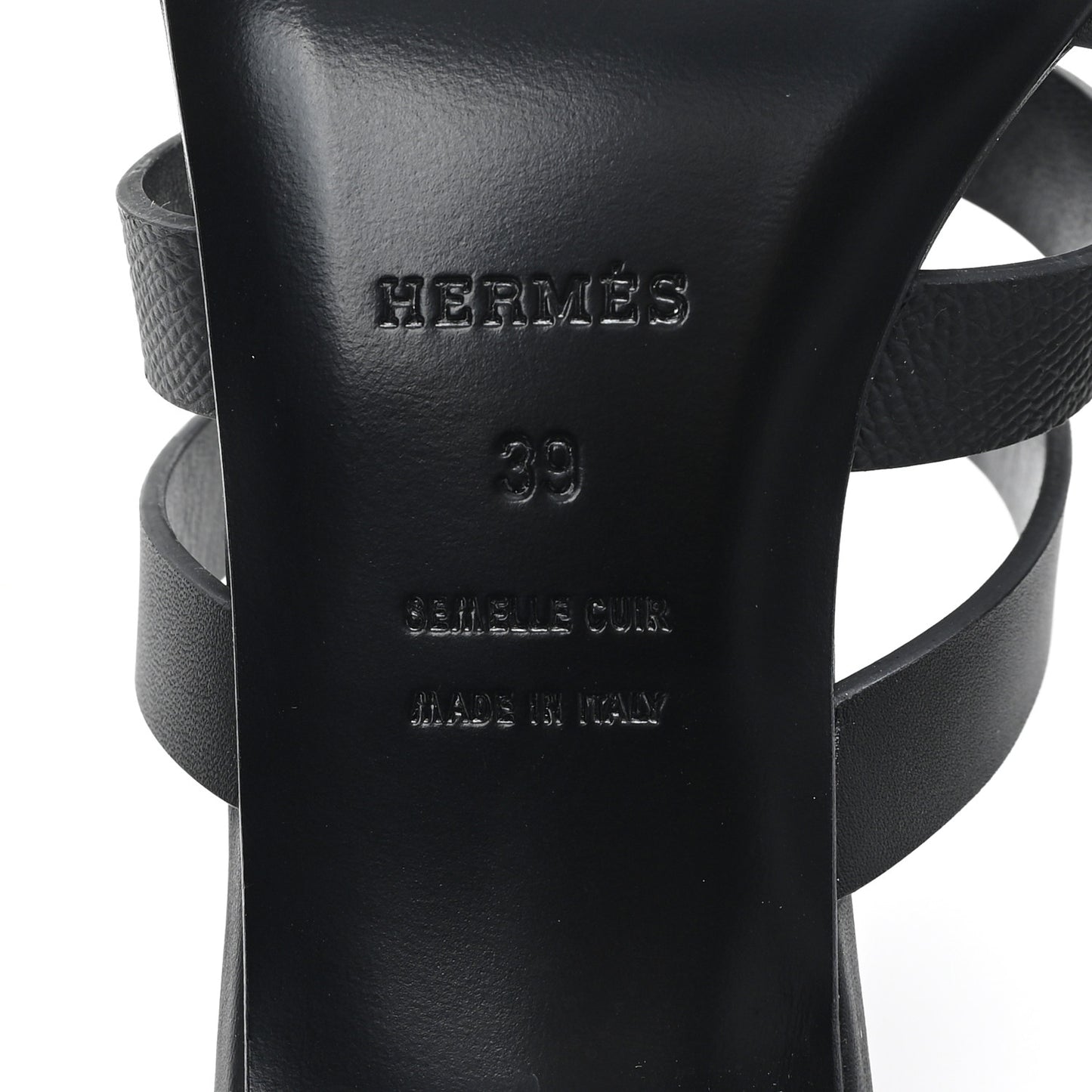 Calfskin Epsom Amica Sandals 39 Black