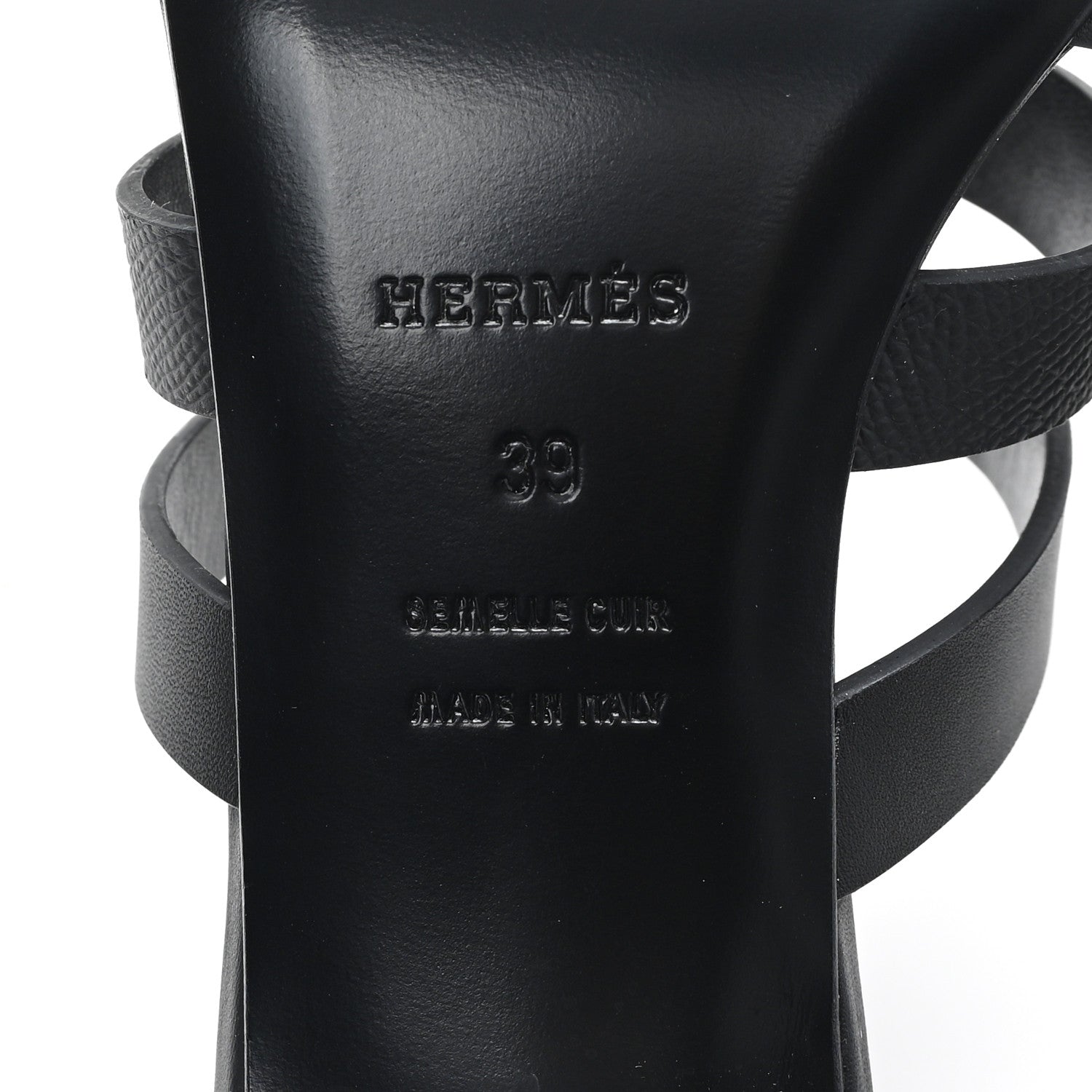 Hermes Calfskin Epsom Amica Sandals 39 Black 7 of 9