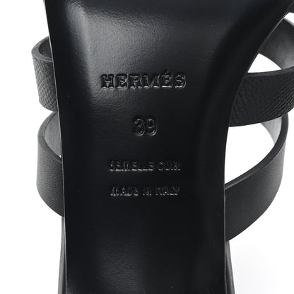 Hermes Calfskin Epsom Amica Sandals 39 Black 7 of 9