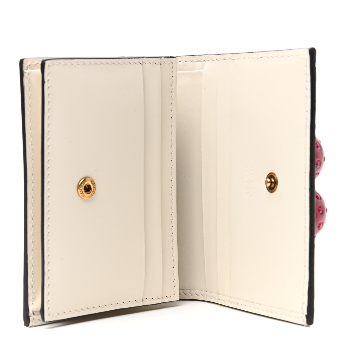 Guccissima Cherries Card Case Wallet White