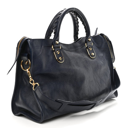 Balenciaga Chevre Gold Metallic Edge Hardware City Bleu Nuit Dark Sea 3 of 12