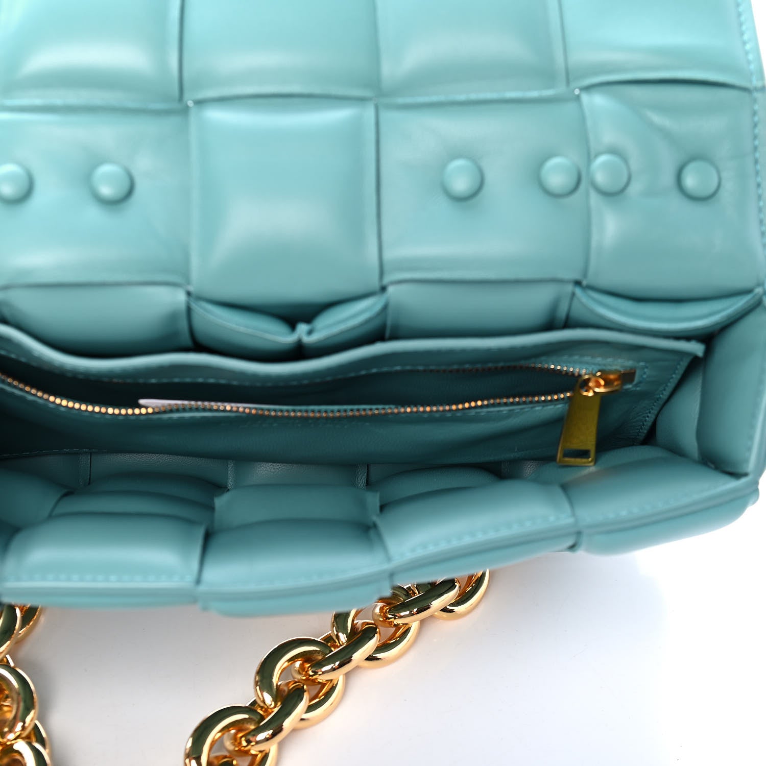 Bottega Veneta Lambskin Maxi Intreccio Padded Chain Cassette Crossbody Bag Mallard 4 of 4