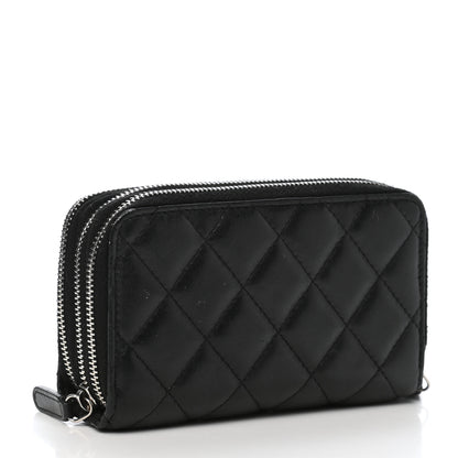 Chanel Lambskin Quilted Triple Zip Wallet Black 3 of 8