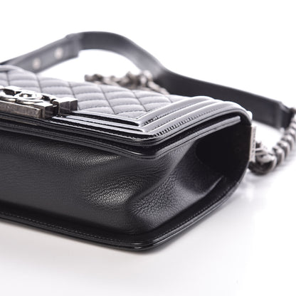 Chanel Goatskin Quilted Patent Small Duo Boy Flap Black 9 of 9