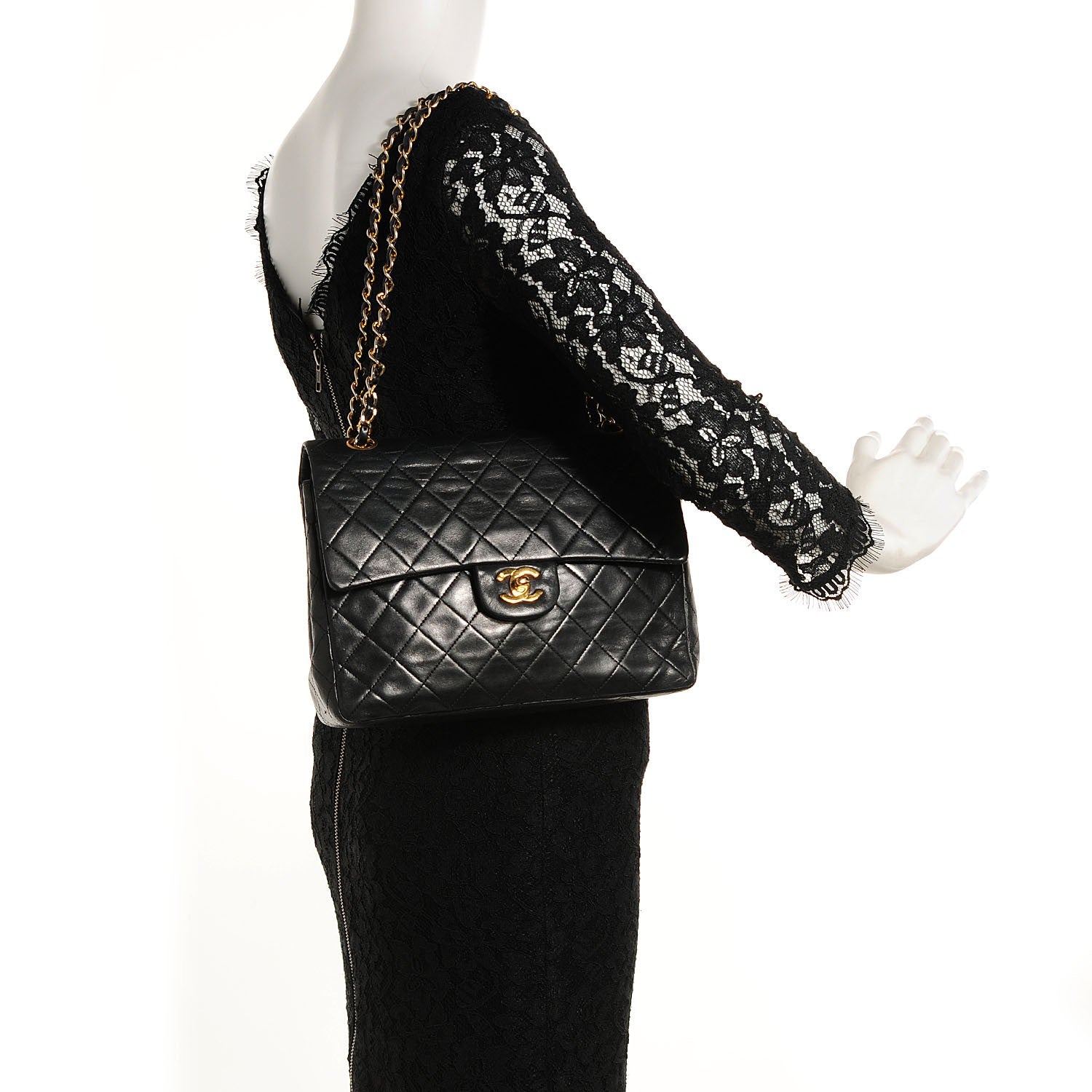 Chanel Lambskin Quilted Medium Double Flap Black 2 of 9