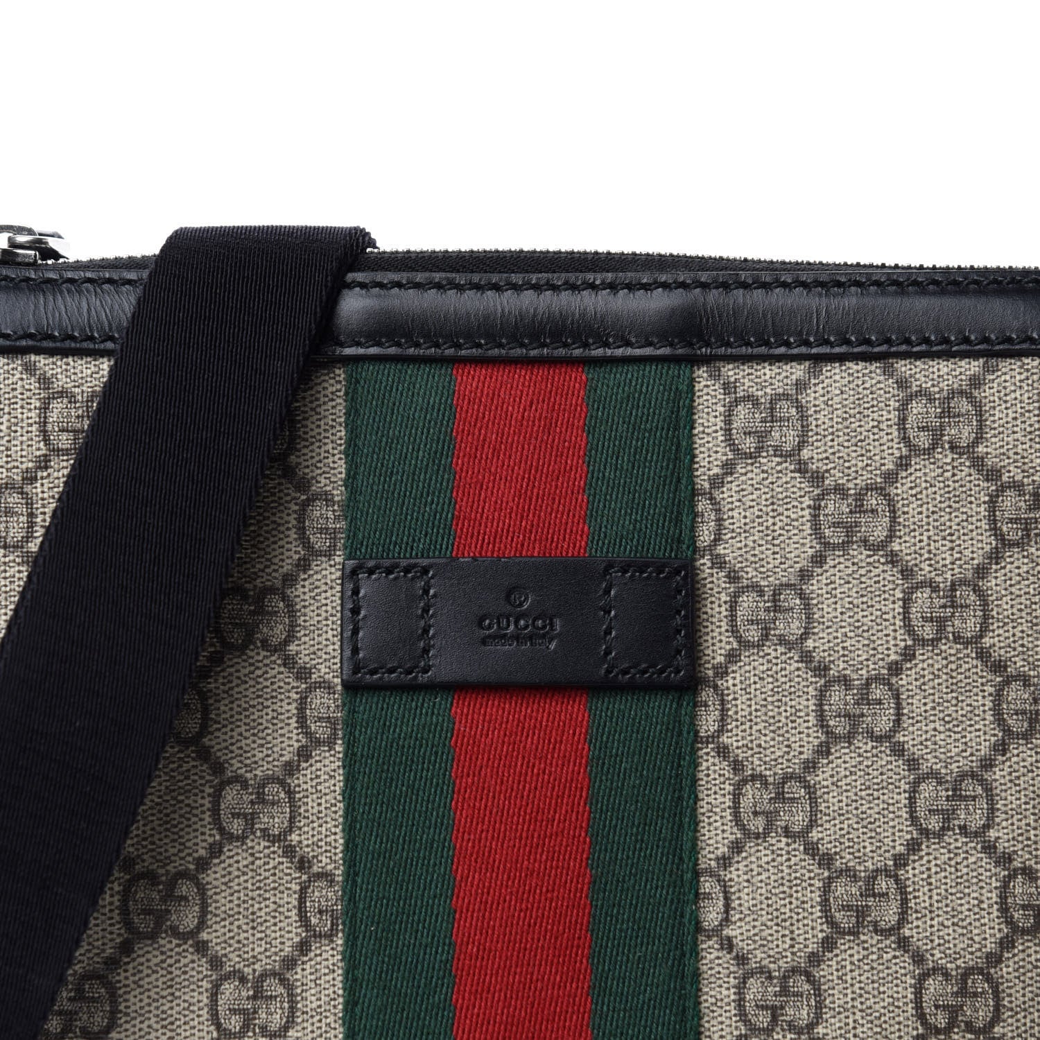 Gucci GG Supreme Monogram Web Messenger Bag Black 11 of 11