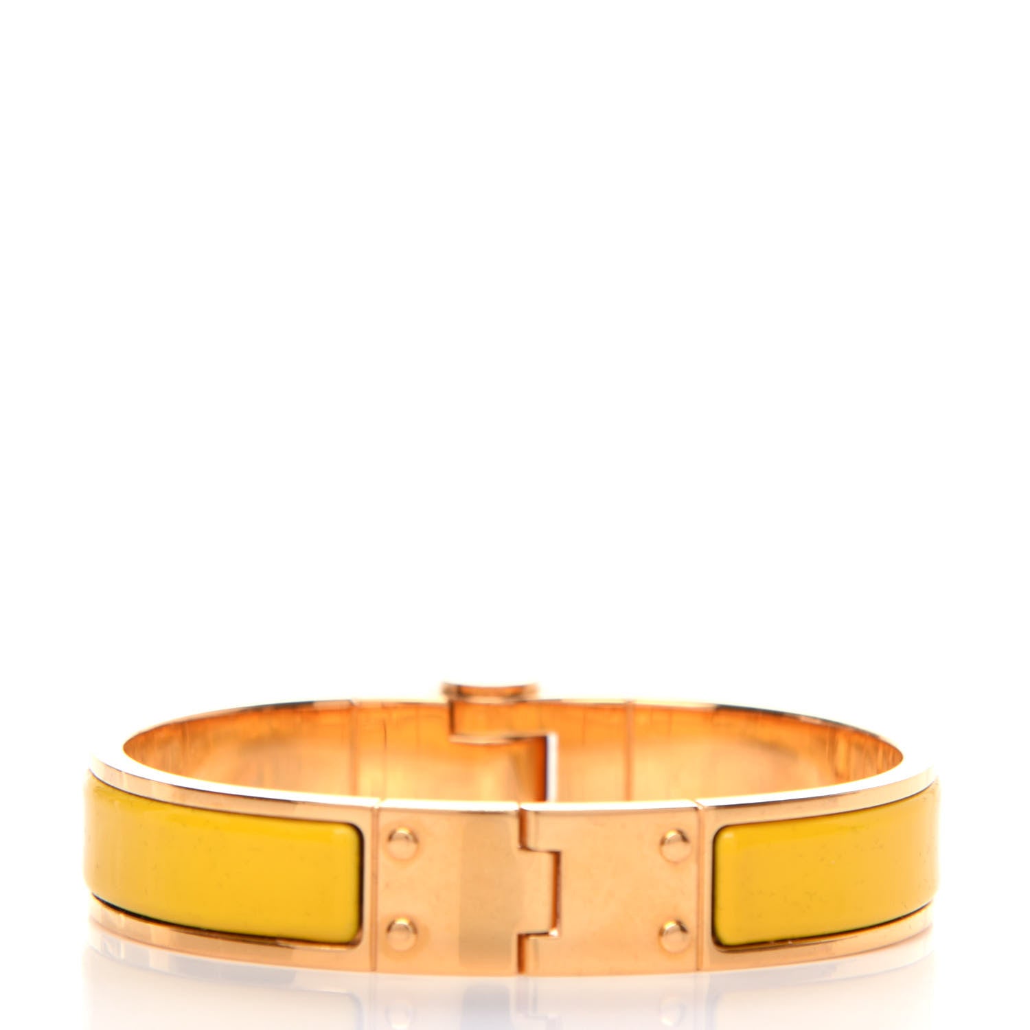 Hermes Enamel Charniere Uni Narrow Hinged Bracelet S Jaune Soleil 3 of 5