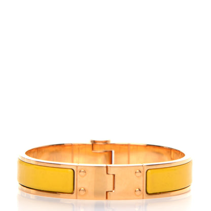 Hermes Enamel Charniere Uni Narrow Hinged Bracelet S Jaune Soleil 3 of 5