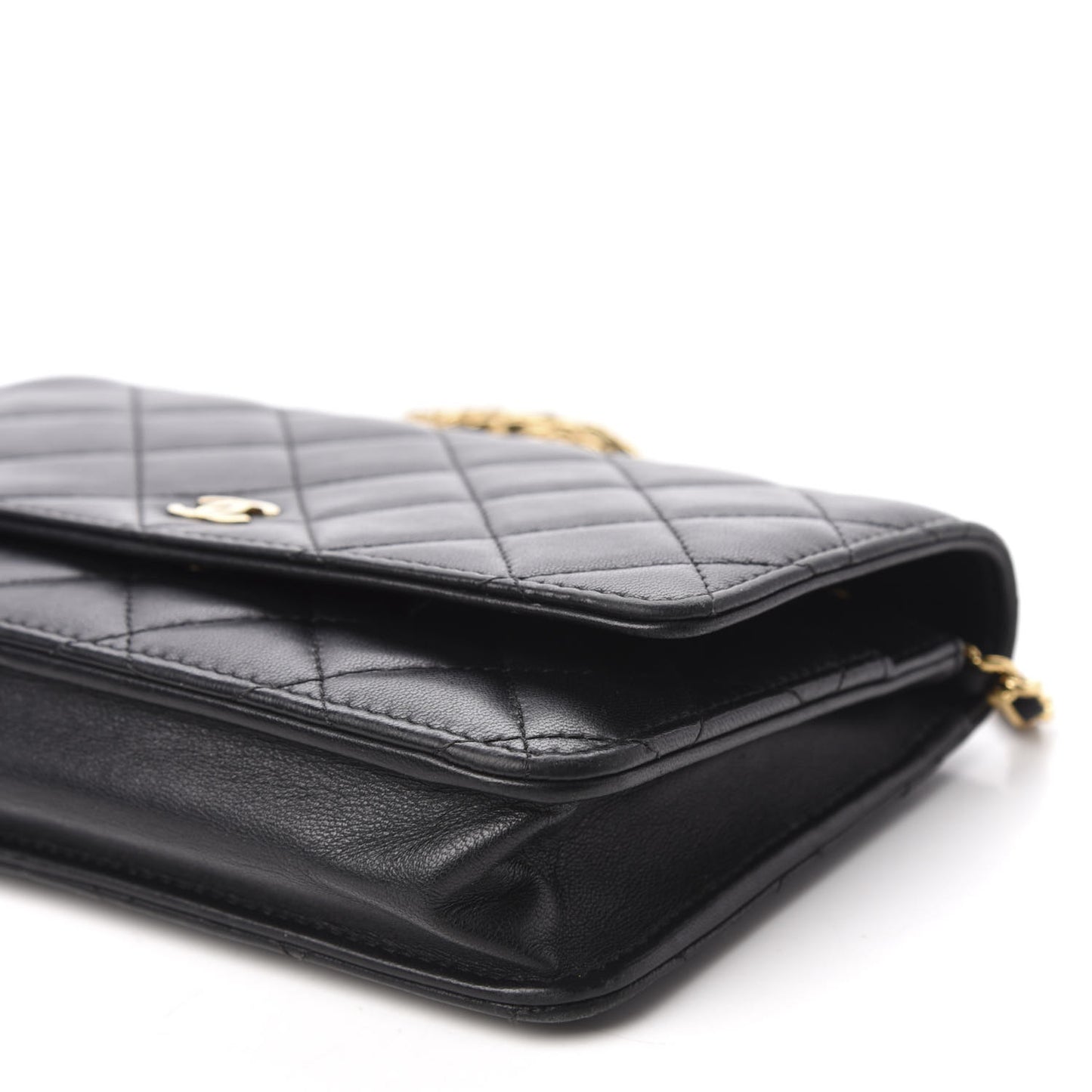 Lambskin Quilted Wallet On Chain WOC Black