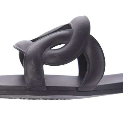 Hermes Rubber Aloha Sandals 39 Black 10 of 12