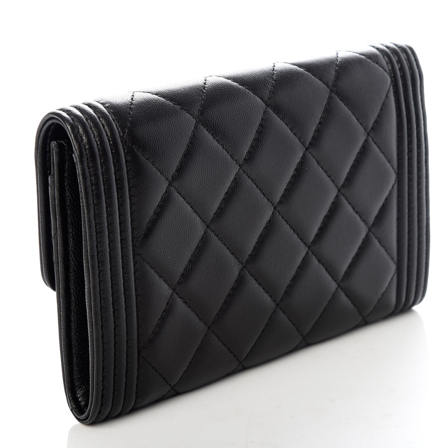 Chanel Lambskin Quilted Medium Boy Flap Wallet Black 3 of 9