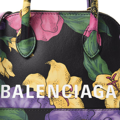 Balenciaga Smooth Calfskin Lush Floral Print XXS Ville Top Handle Bag Black Multicolor 9 of 9