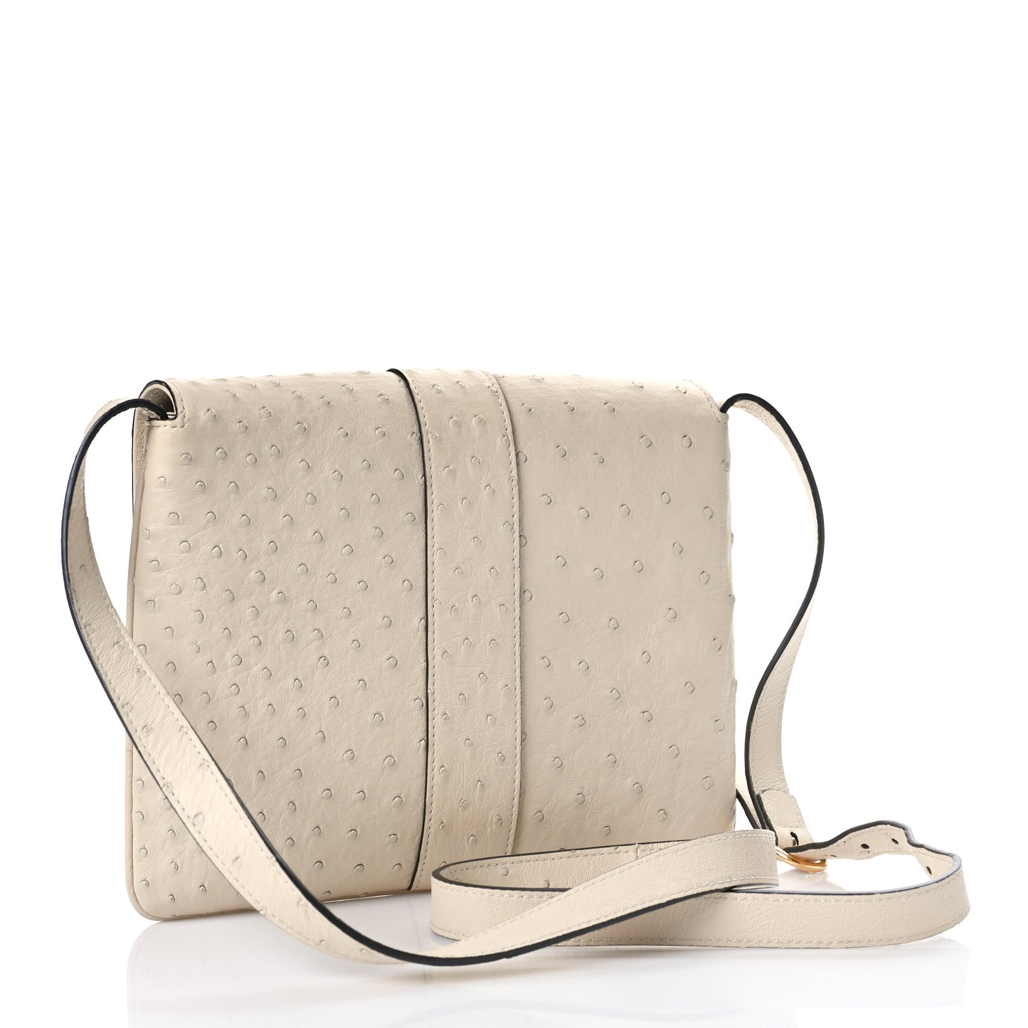 Ostrich Medium Arli Flap Shoulder Bag White