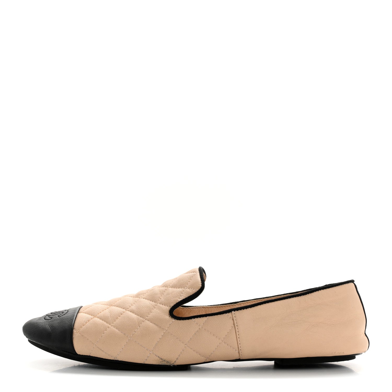 Chanel Lambskin Quilted Cap Toe Slipper With Pouch 39 Beige Black 1 of 12