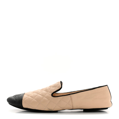 Chanel Lambskin Quilted Cap Toe Slipper With Pouch 39 Beige Black 1 of 12