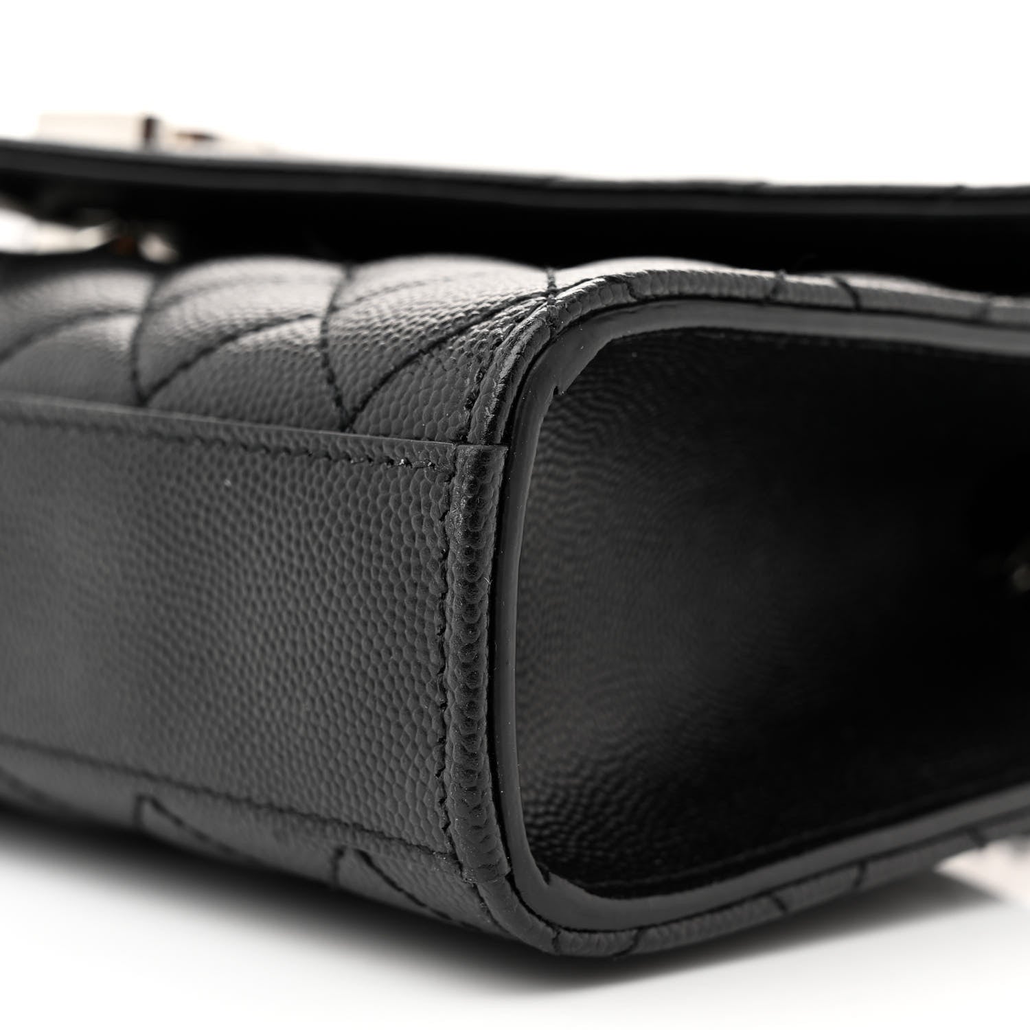 Saint Laurent Grain De Poudre Textured Mixed Matelasse Triquilt Small Monogram Satchel Black 10 of 10