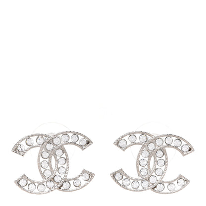 Chanel Crystal CC Earrings Silver 1 of 5