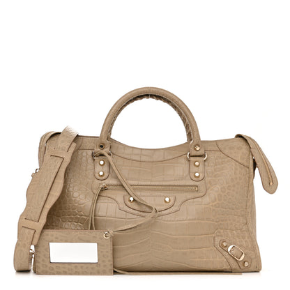 Balenciaga Calfskin Crocodile Embossed Classic Gold Hardware City Beige Latte 1 of 10