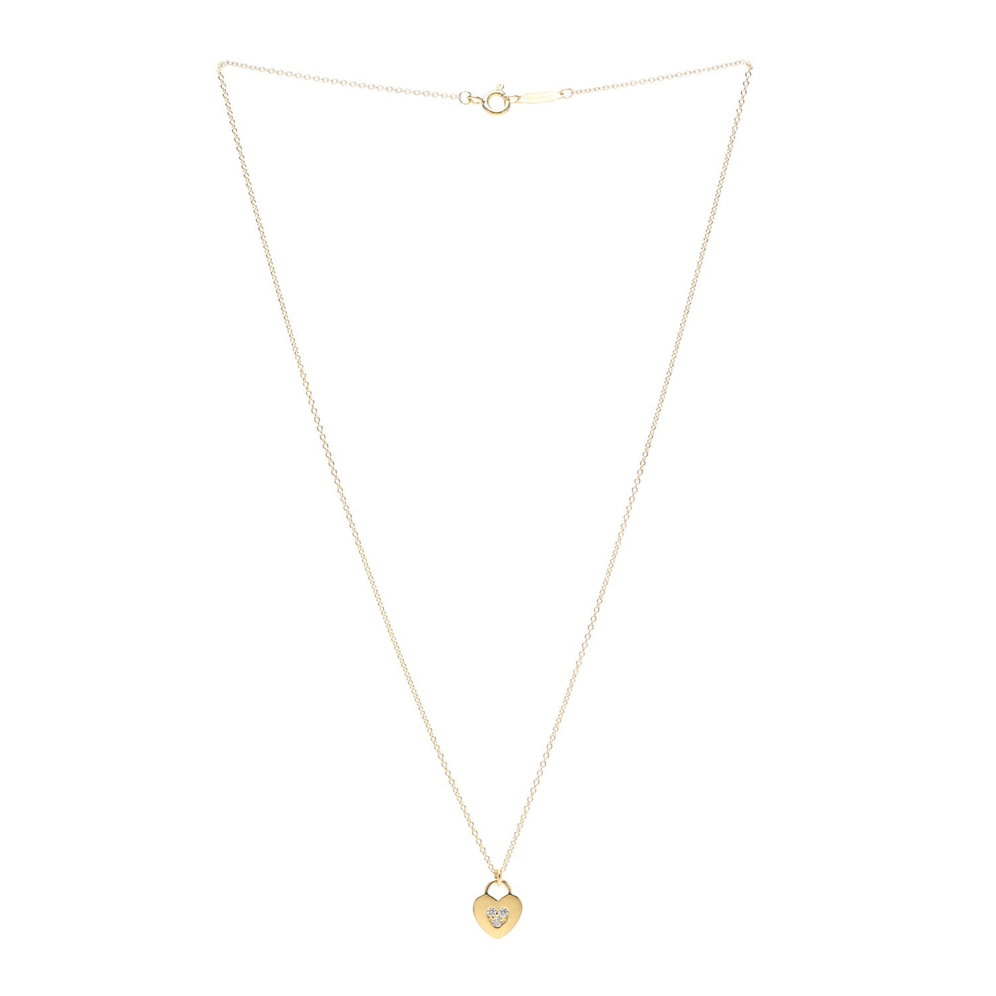 18K Yellow Gold Diamond Heart Locket Pendant Necklace